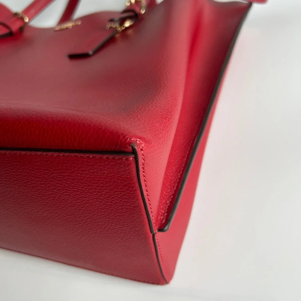 Coach Mollie Tote Red Apple Pebbled Leather Bag 1671